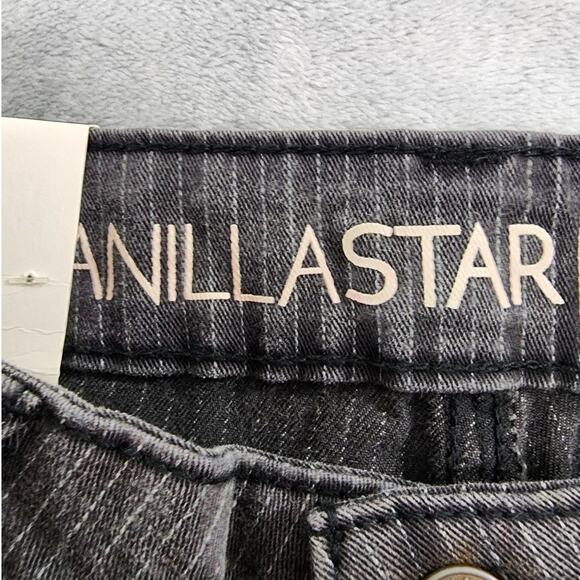 NEW Vanilla Star Jeans Womens 3 Juniors Gray Pin Striped Mid Rise Skinny Ankle - Picture 9 of 16